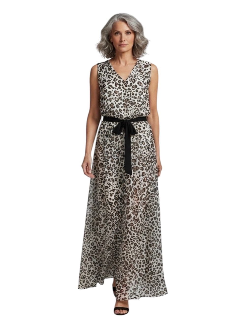 Est.1946 Leopard Print Sleeveless Belted Chiffon Feel Mob Wife Maxi Dress NWT 16